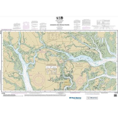 Maptech® NOAA Recreational Waterproof Chart-Parts of Coosaw and Broad Rivers, 11519