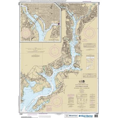 Maptech® NOAA Recreational Waterproof Chart-Potomac River Mattawoman Creek to Georgetown; Washington Harbor, 12289
