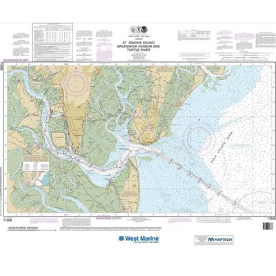 Maptech® NOAA Recreational Waterproof Chart-St. Simons Sound, Brunswick Harbor and Turtle River, 11506