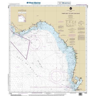 Maptech® NOAA Recreational Waterproof Chart-Tampa Bay to Cape San Blas, 11400
