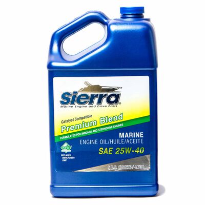 Sierra 25W-40 4 Stroke Conventional Marine Engine Oil, Catalyst Compatible, 5 Quart
