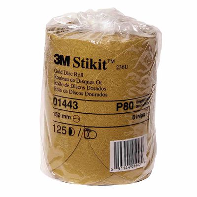 Stikit™ Gold Disc Roll, 6", P80A Grit