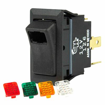 Rocker Switch, One LED and 4 LED Covers, Off/On, SPST