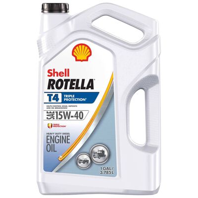 Shell Rotella T4 15W-40 Conventional Heavy Duty Diesel Engine Oil, Triple Protection, 1 Gallon