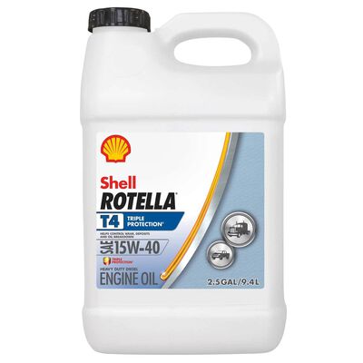 Shell Rotella T4 15W-40 Conventional Heavy Duty Diesel Engine Oil, Triple Protection, 2.5 Gallon