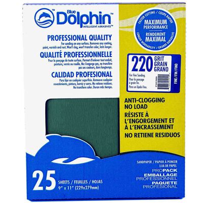 Pro Grade Sandpaper Sheets, 220 Grit, 25-Pack