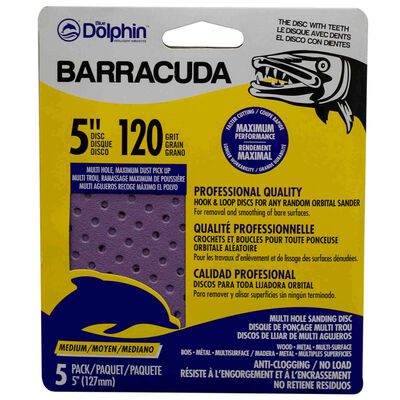 Barracuda 5" Pro Quality Sanding Discs, 120 Grit, 5-Pack