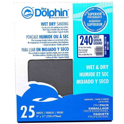Wet/Dry Sandpaper Sheets, 240 Grit, 25-Pack