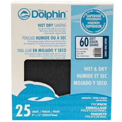 Wet/Dry Sandpaper Sheets, 60 Grit, 25-Pack