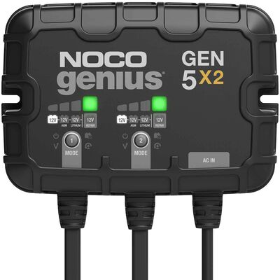 Noco Genius GEN5X2 Onboard Marine Battery Charger, 10 Amp, 12V, 2-Bank