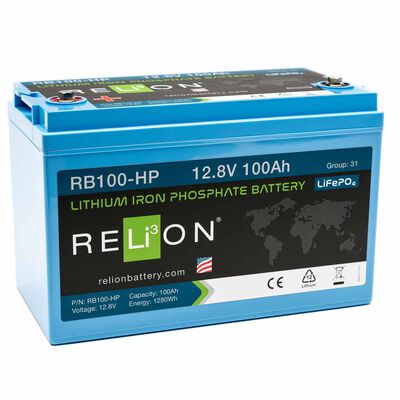 Group 31 RB100-HP Lithium Iron Phosphate Deep Cycle Battery, 12V, 100Ah