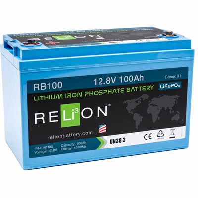 Group 31 RB100 Lithium Iron Phosphate Deep Cycle Battery, 12V, 100Ah