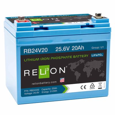Group U1 RB24V20 Lithium Iron Phosphate Battery, 25.6V, 20Ah
