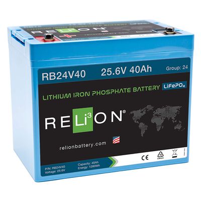 Group 24 RB24V40 Lithium Iron Phosphate Battery, 25.6V, 40Ah