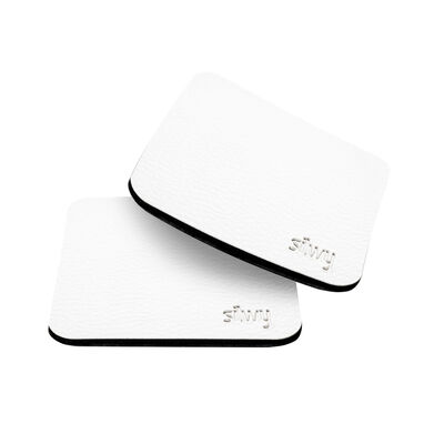 Metal Nano Gel Pads, Square with Leather Coating, Set of 2, White