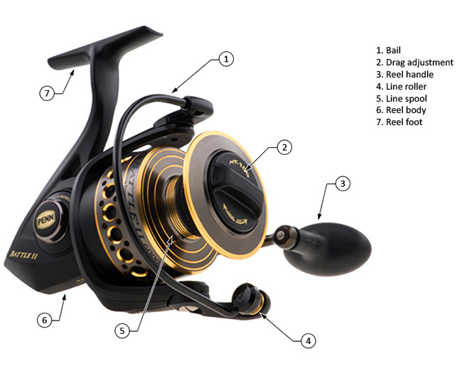 parts of a spinning reel diagram