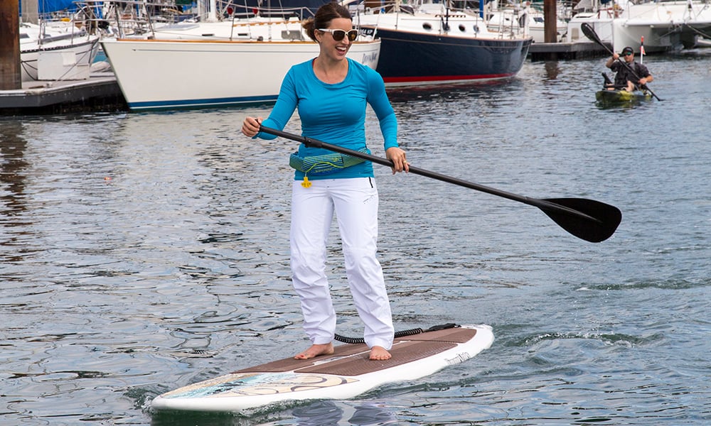 Woman paddling a SUP