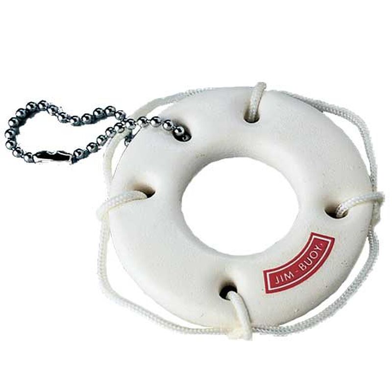 Cal-June's miniature life ring key chain buoy with Jim-Buoy brand embossed.