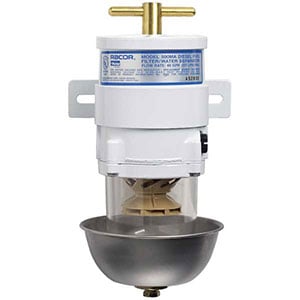 Racor 500MA diesel fuel filter with factory-fitted metal heat shield
