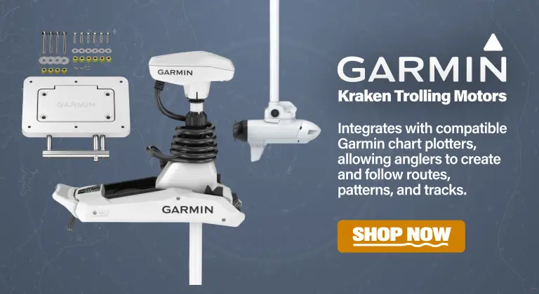 Garmin Kraken Trolling Motors: Integrates with compatible Garmin chart plotters, allowing anglers to create and follow routes, patterns, and tracks. Shop Now
