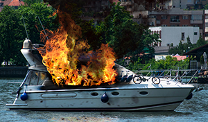 Boat engulfed in flames