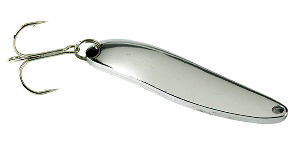 Metal fishing spoons and jigs in various weights and colors for freshwater and saltwater use