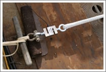 Load cell rigged to pulling line