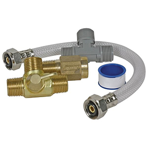 Water heater bypass kit with hose and fittings