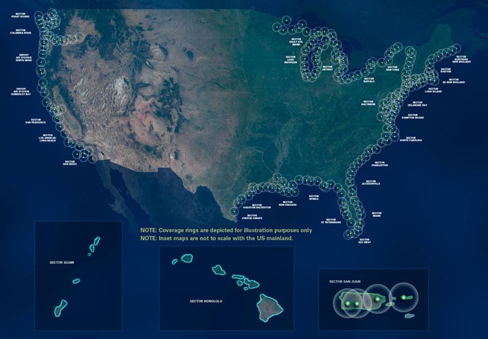 Coast Guard's Rescue 21 emergency network coverage