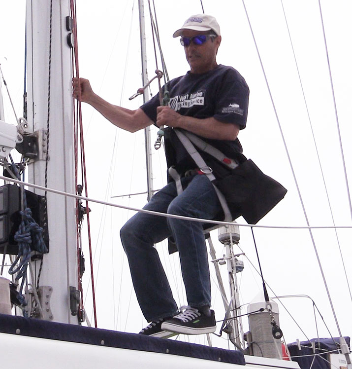 Mark bounce testing the halyards