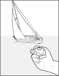 Example of using a hand bearing compass to determine the bearing of a sailboat