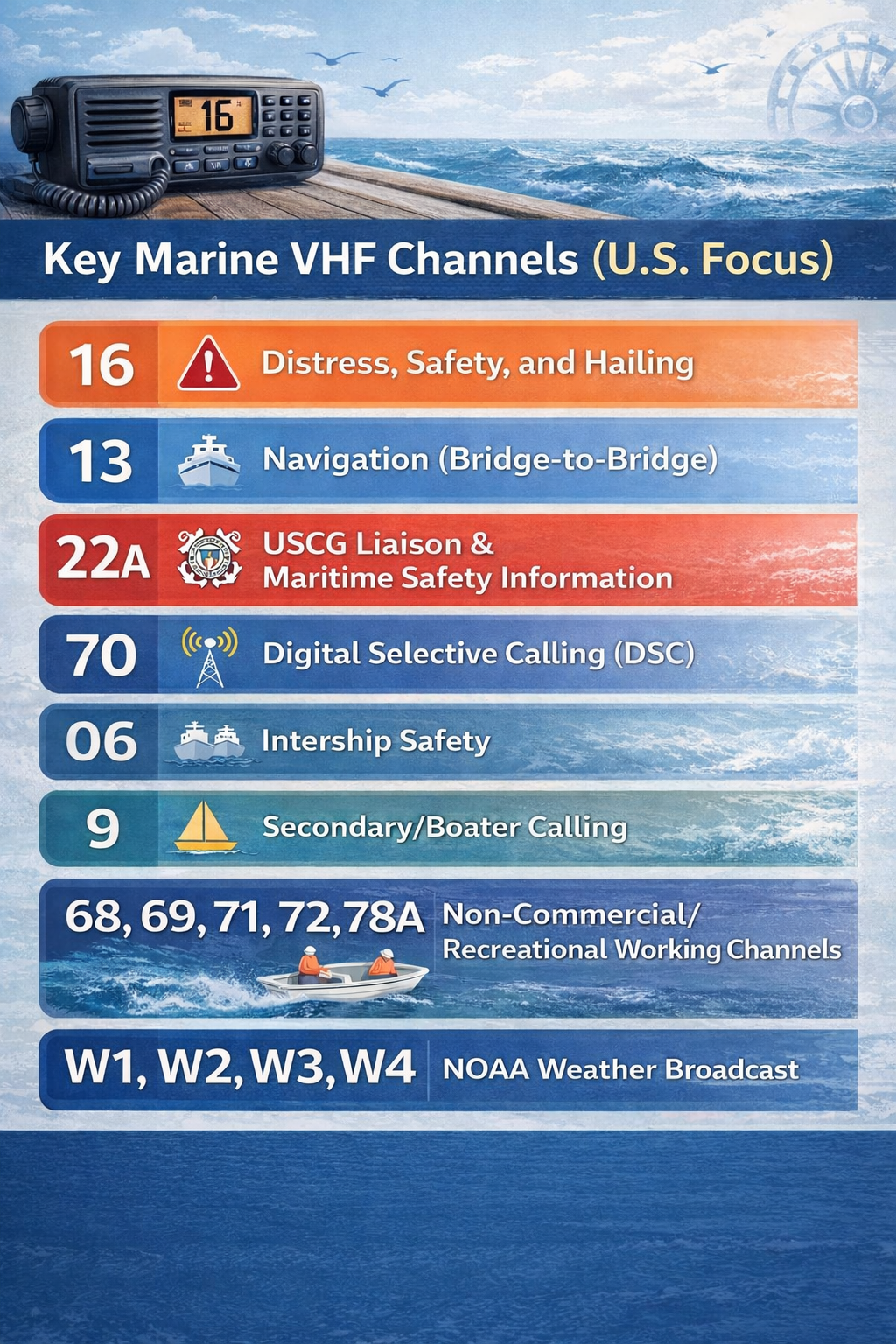 Key Marine VHF Channels