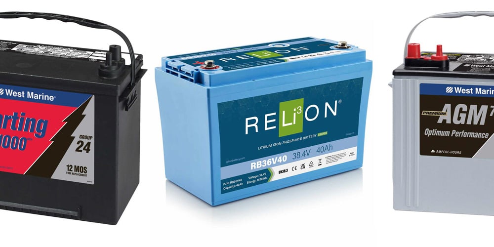 Flooded, lithium, dual-purpose batteries