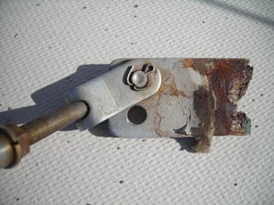 close up shot of chain plate corrosion