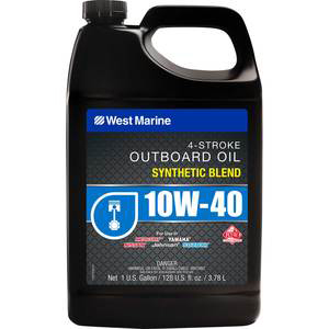 Gallon container of West Marine 10W-40 outboard motor oil