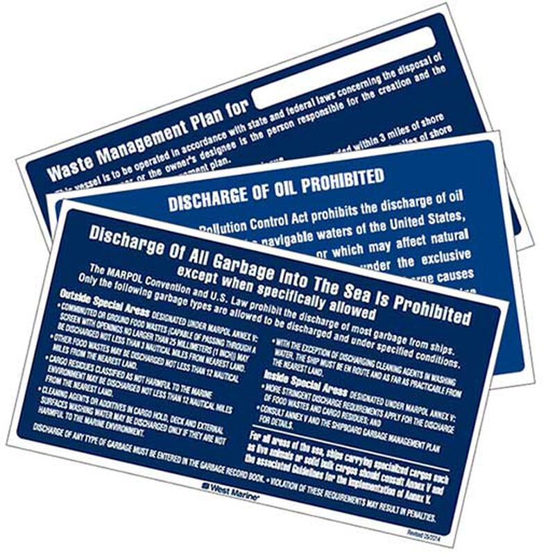 Waste, oil and garbage placards