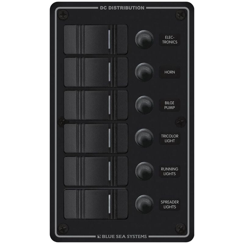 Blue Sea Systems Water Resistant Circuit Breaker Panel, 6-Position