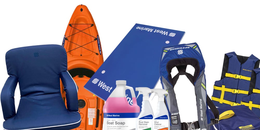 A group of West Marine Brand products.