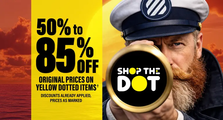 SHOP THE DOT! 50% TO 85% OFF ORIGINAL PRICES ON YELLOW DOTTED ITEMS.* Discounts already applied, prices as marked.