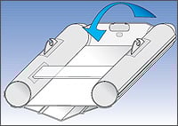 Sketch showing construction of compact folding rigid inflatable boat