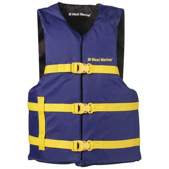 Blue and Yellow West Marine Runabout Life Jacket