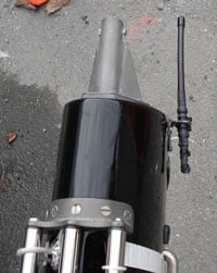 Rubber duck antenna mounted to a masthead