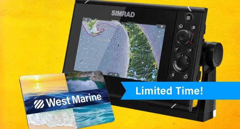 Get a $100 West Marine Gift Card With Purchase of Any Simrad NSS EVO 3S. Limited Time Sunny Season Sale!
