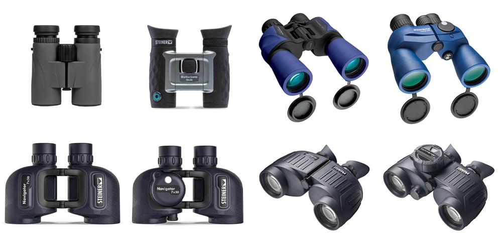 Group image of eight best selling binoculars