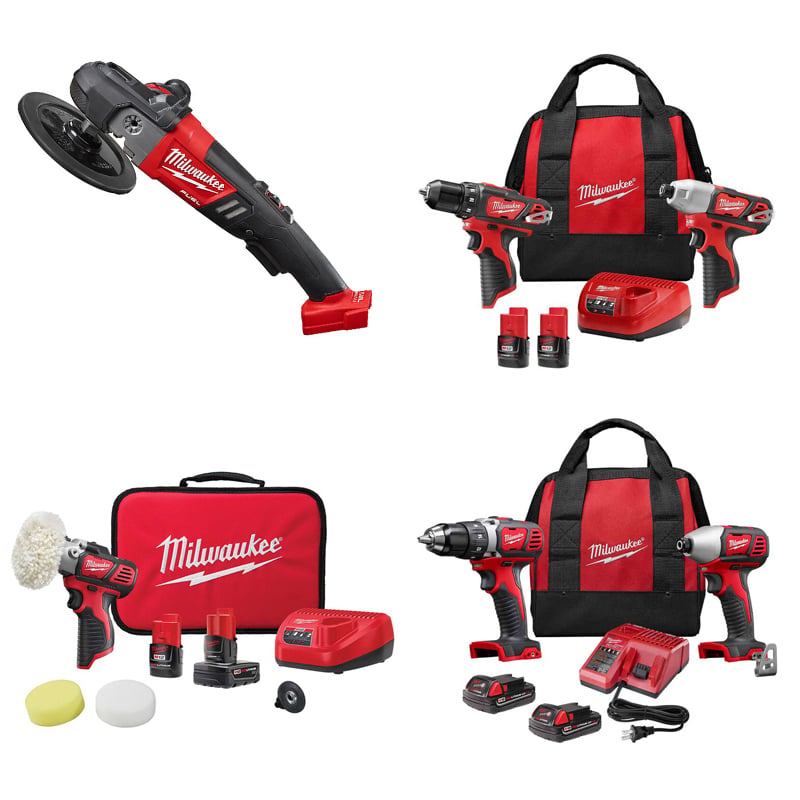 Milwaukee drills, buffers and polishers