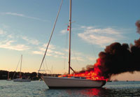 Sailboat on fire