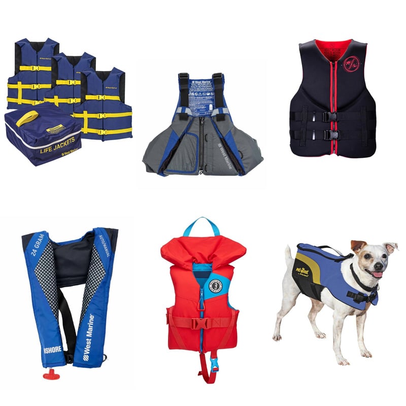 Examples of different life jackets