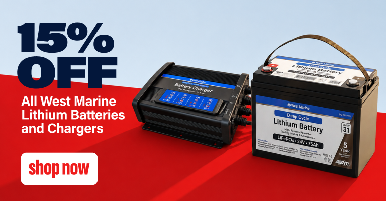 15% Off All West Marine Lithium Batteries and Chargers