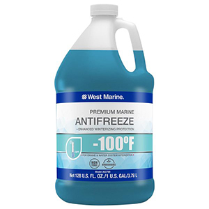Gallon jug of West Marine propylene glycol antifreeze