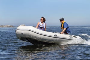 Inflatable dinghy with two passengers